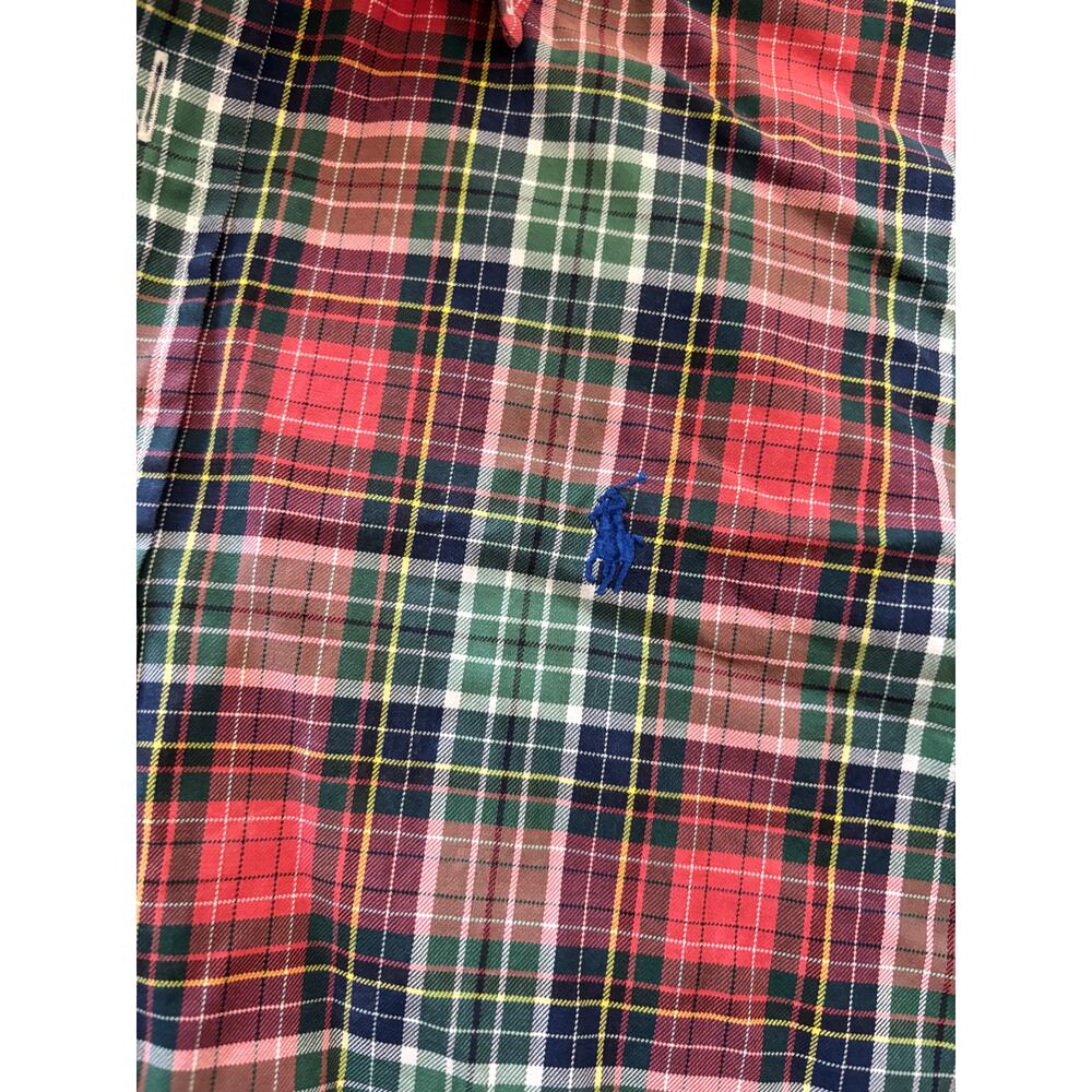 Polo Ralph Lauren Plaid Button Down Shirt Mens XL Classic Fit Red Green Tartan - Picture 3 of 6